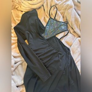 SHEIN one sleeve body con dress